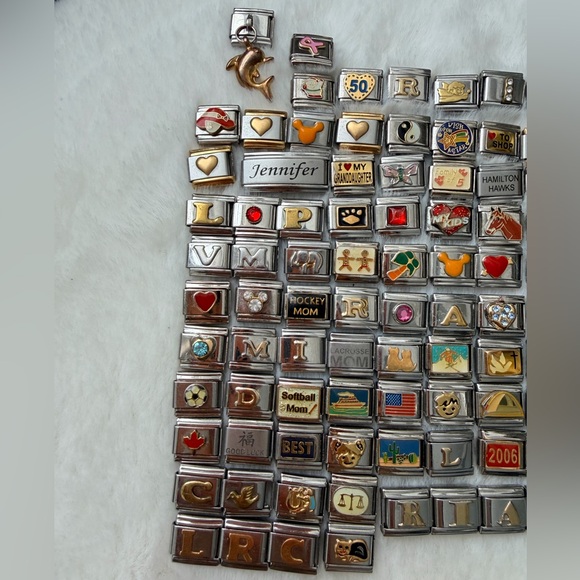 Vintage Y2K Italian Charm Bracelet Link Charms Stainless Steel stretch Silver - Picture 8 of 8